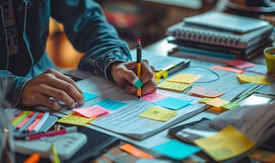 visual-language-learner-flashcards-notes-desk