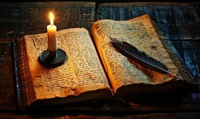 historisk dansk skriftsprak gammelt manuskript stearinlys