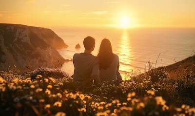 Learners of European Portuguese enjoying Portugal Atlantic coast sunset