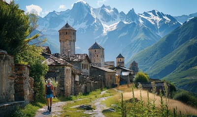 Languages spoken in Georgia: the village of Mestia in Svaneti, where Svan is still spoken