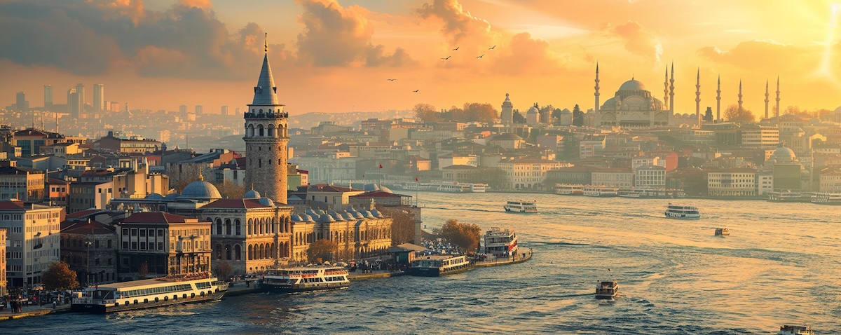 Tyrkisk språk: Bosporos i Istanbul, der standardtyrkisk har sitt utgangspunkt